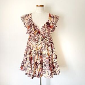 Free People Undone Printed Mini Dress Size Medium NWOT